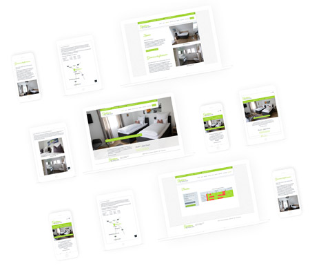 Screens von mobilen Geräten mit dem Webdesign für das Gästehaus Winkler